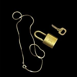 Rare Authentic Louis Vuitton Polished Lock and Key Necklace #320